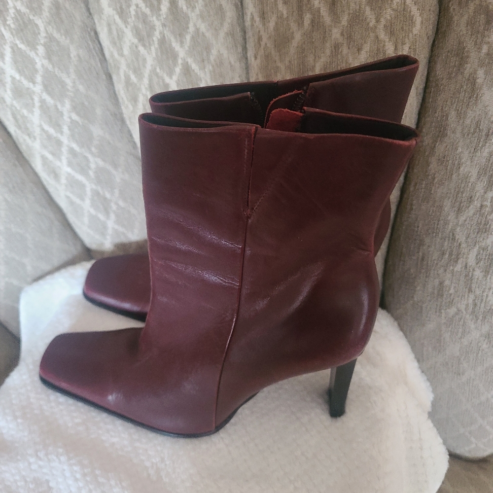A never worn  deep burgundy boots from Baker's.
